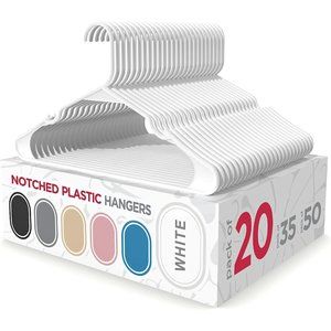 White 20 Pack Heavy Duty Plastic Clothes Hangers